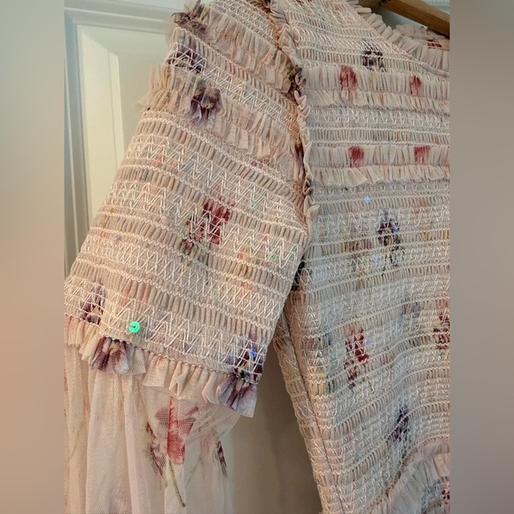 Needle & Thread sequin mini dress with sheer sleeves in dusty mauve US2/XS - Picture 5 of 10